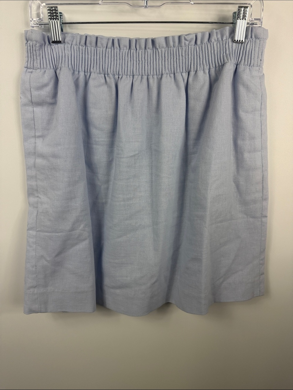 J.Crew Light Blue Linen Blend Elastic Waist Mini Skirt Size 6 - Picture 2 of 6